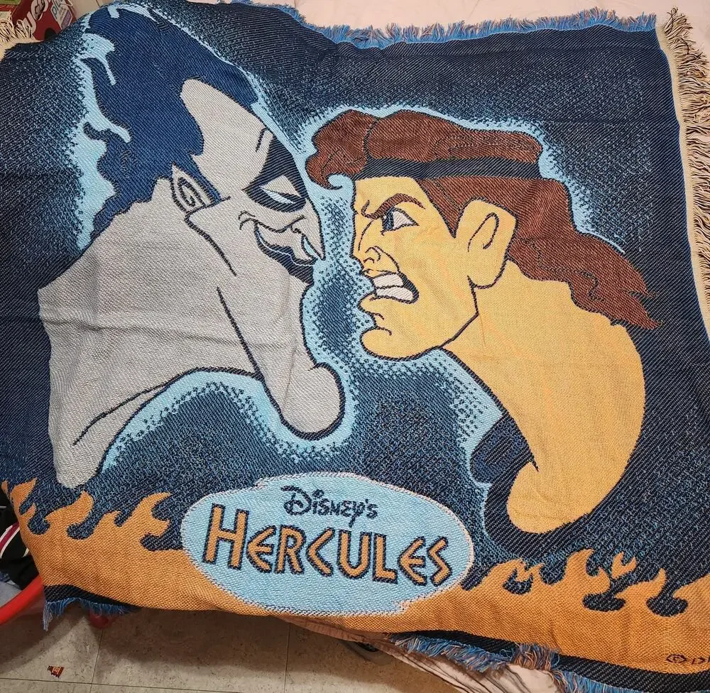 Rare Beacon Disney Hercules Hades Tapestry Woven Fringe Throw Blanket 52x57